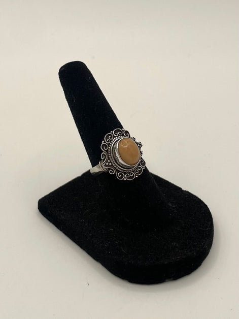 Pink Moonstone Silver Ring