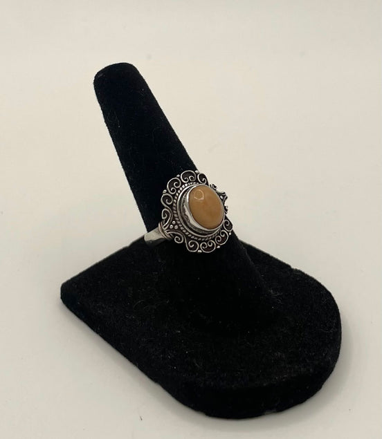 Pink Moonstone Silver Ring