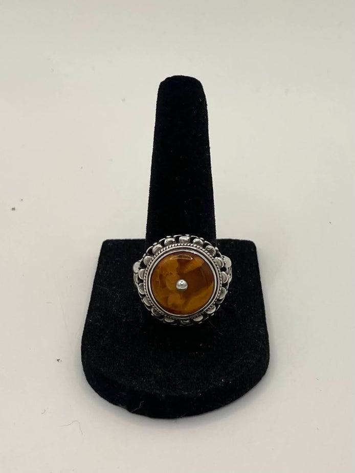 Amber Silver Ring