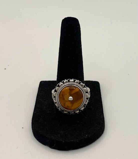 Amber Silver Ring
