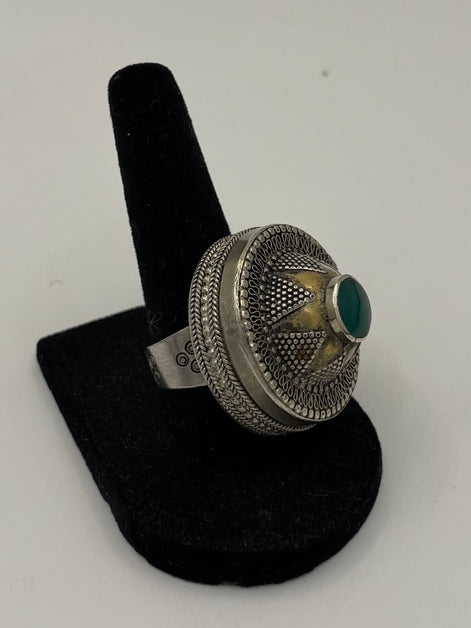 Antique Afghan Jade Silver Ring