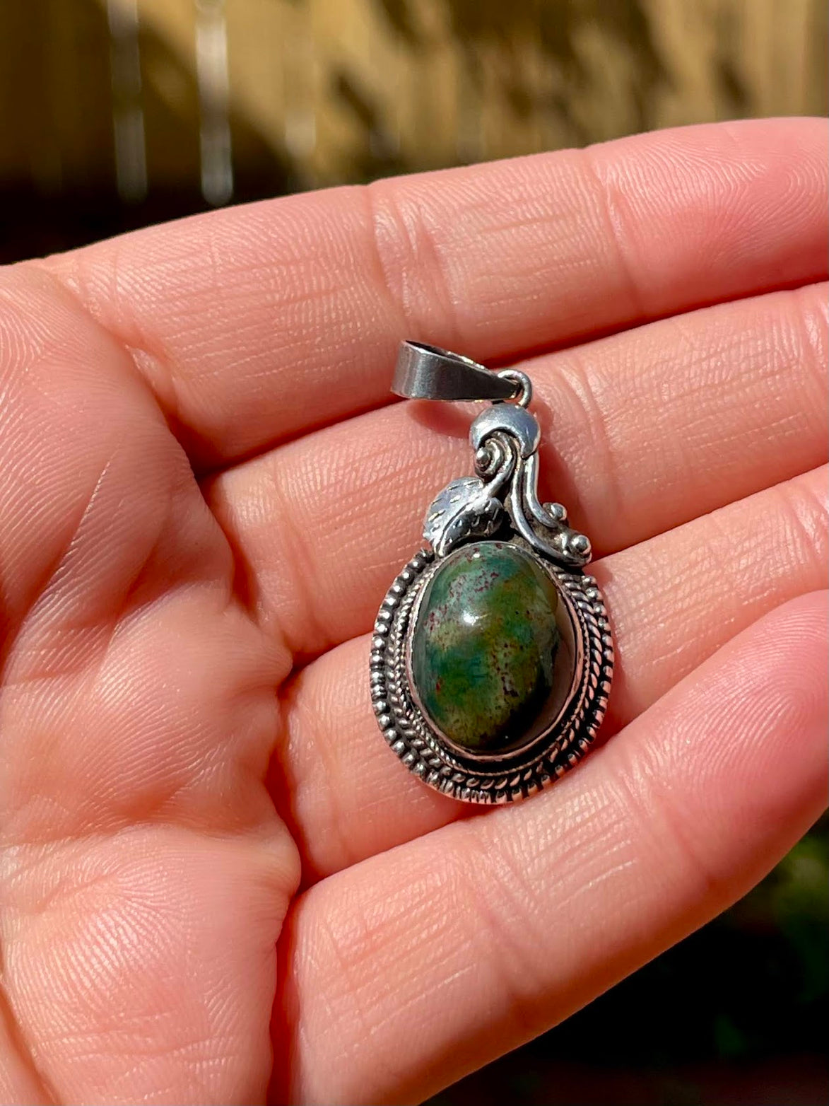 Bloodstone Silver Pednant