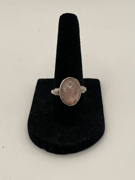 Pink Quartz Silver Ring