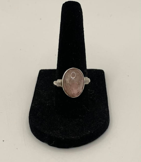 Pink Quartz Silver Ring