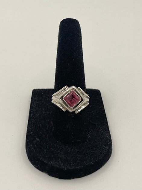Pink Tourmaline Silver Ring