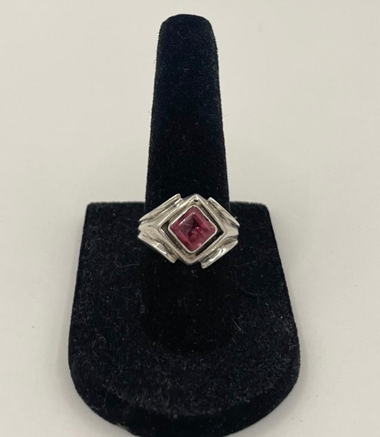 Pink Tourmaline Silver Ring