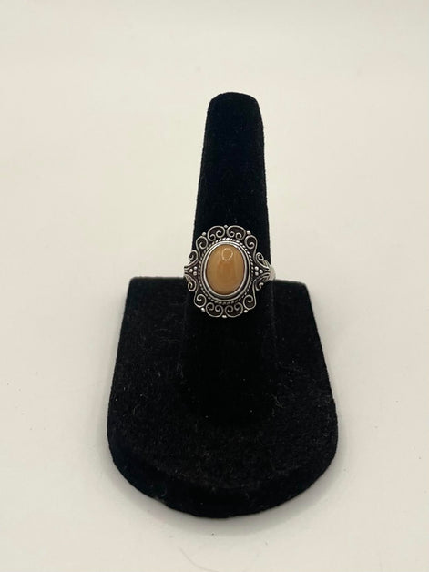 Pink Moonstone Silver Ring