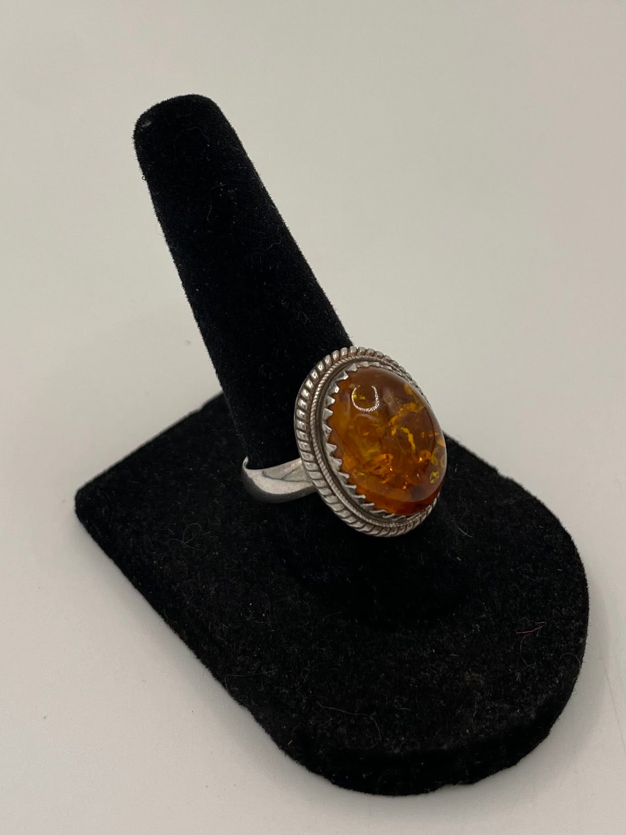 Amber Silver Ring