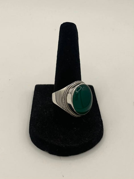 Green Onyx Silver Ring