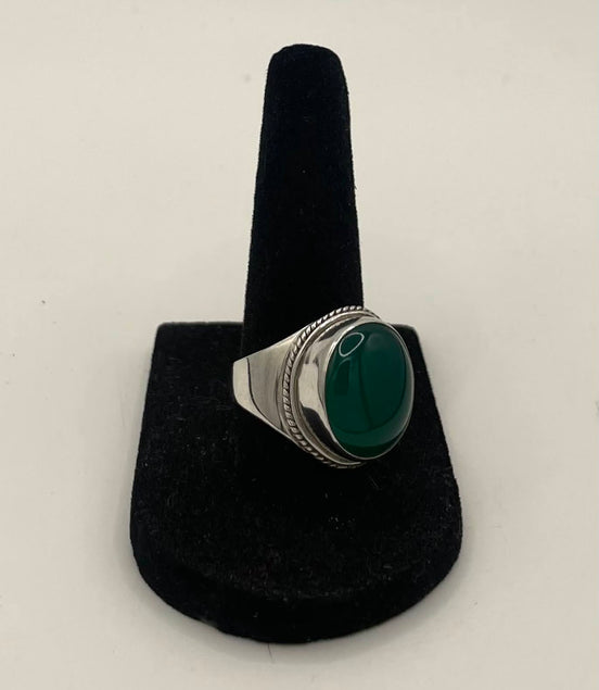 Green Onyx Silver Ring