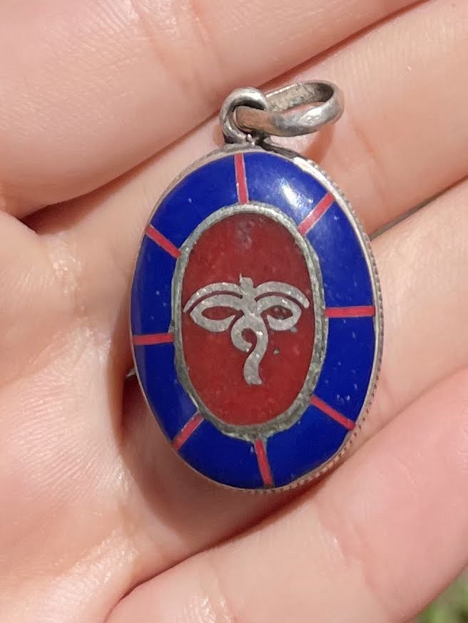 Lapis Lazuli and Coral Silver Pendent