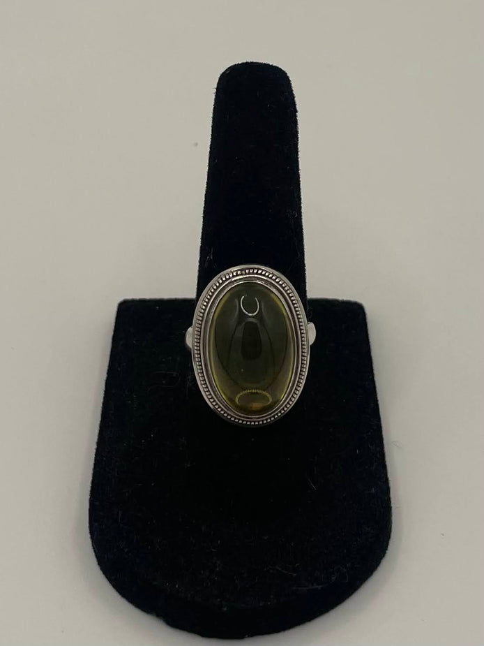Yellow Quartz Silver Ring