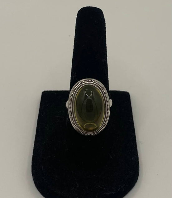 Yellow Quartz Silver Ring