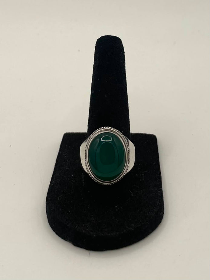 Green Onyx Silver Ring