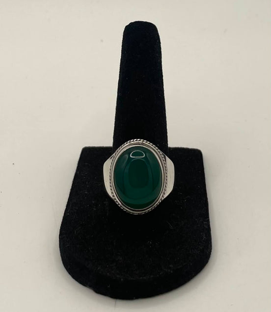 Green Onyx Silver Ring