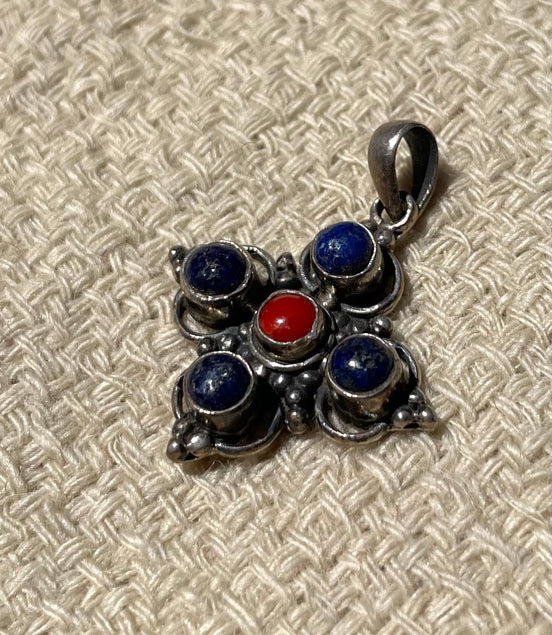 Lapis Lazuli and Coral Pendent