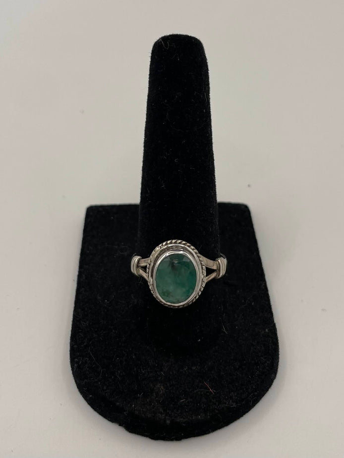 Green Tourmaline Silver Ring