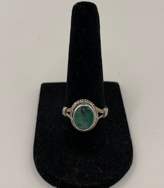 Green Tourmaline Silver Ring