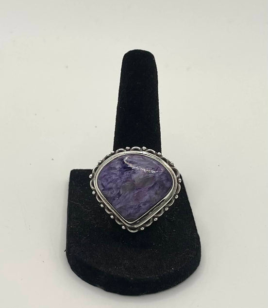 Charoite Silver Ring