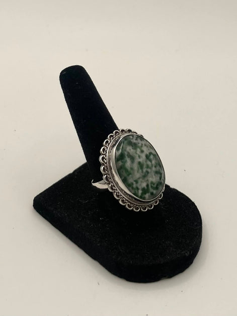 Moss Agate Silver Ring