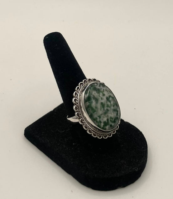 Moss Agate Silver Ring