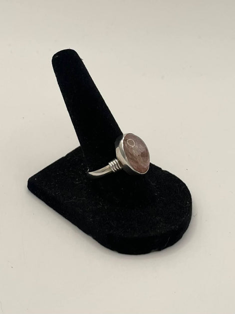Pink Quartz Silver Ring