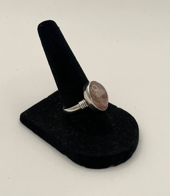 Pink Quartz Silver Ring
