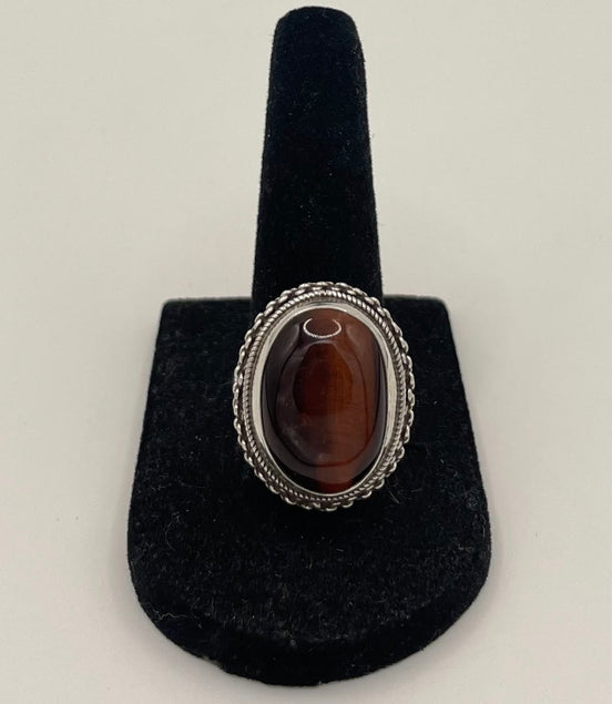 Tigers Eye Silver Ring