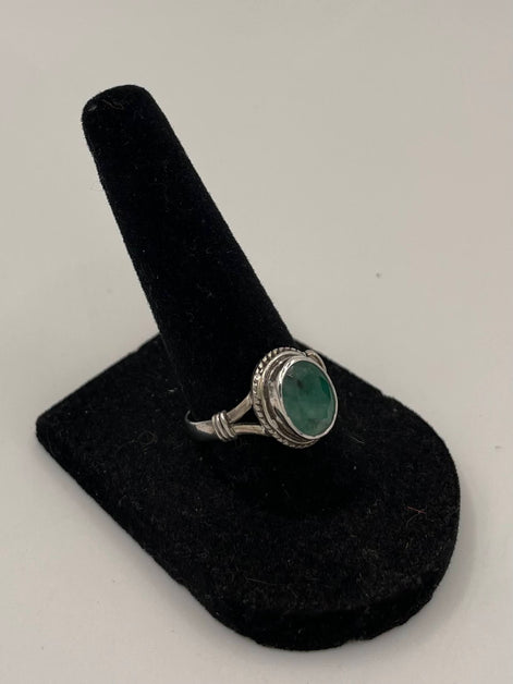 Green Tourmaline Silver Ring