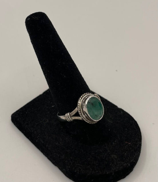 Green Tourmaline Silver Ring